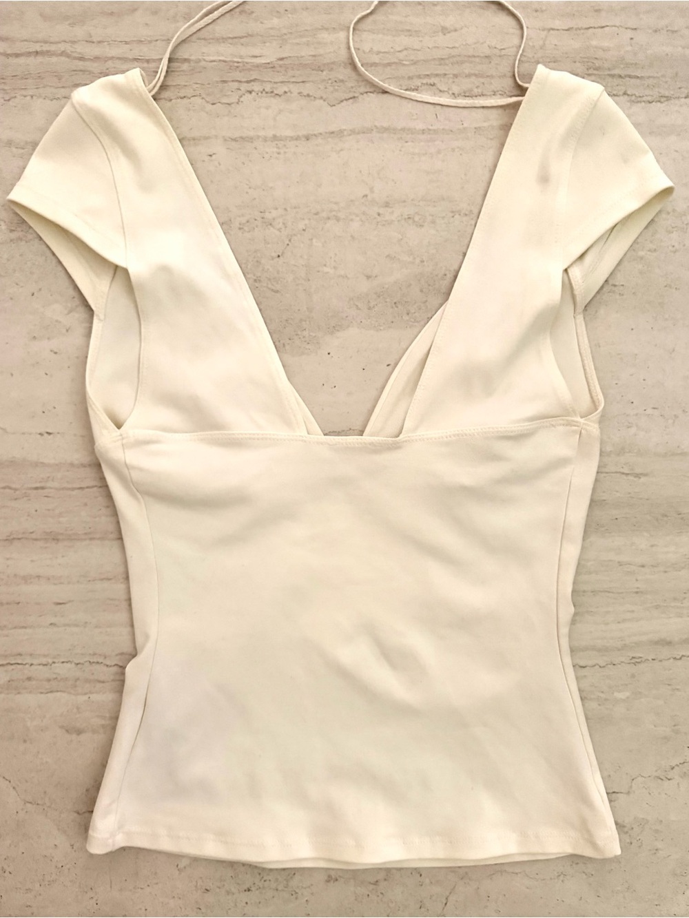 Free People Deep V Cap Sleeve Camisole in Cream
